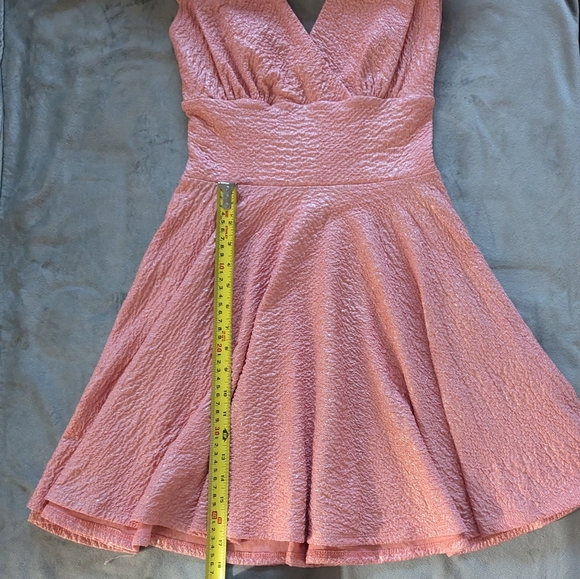 Pink Coral Shimmer Cap Sleeve A-Line Feminine Dress size Small - Picture 5 of 6